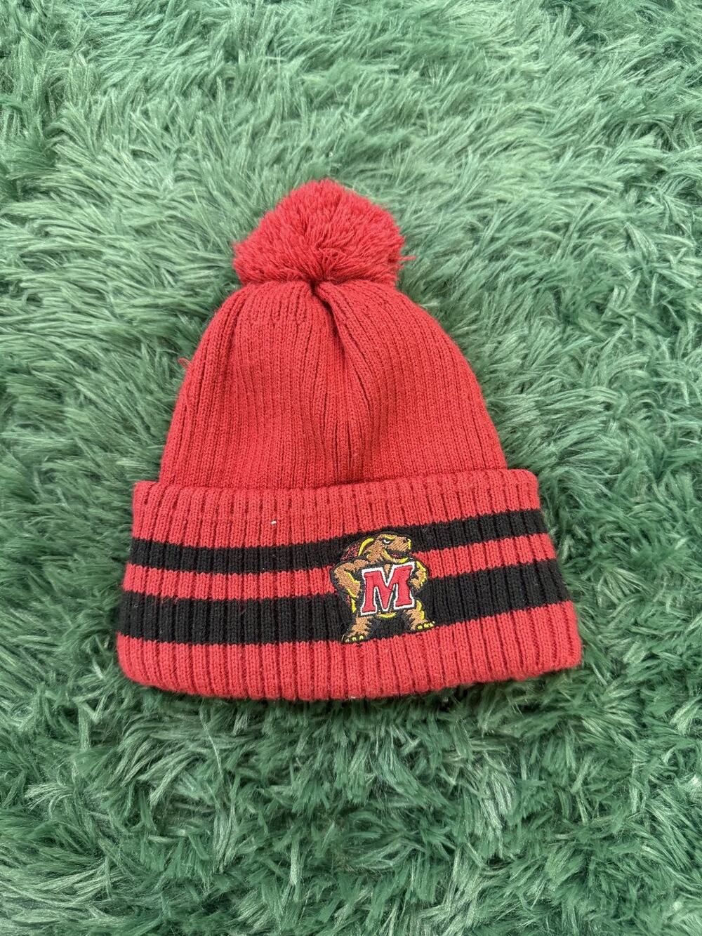 University of Maryland Terrapins Ncaa Beanie Hat Pom Pom Knit Winter Cap Terps